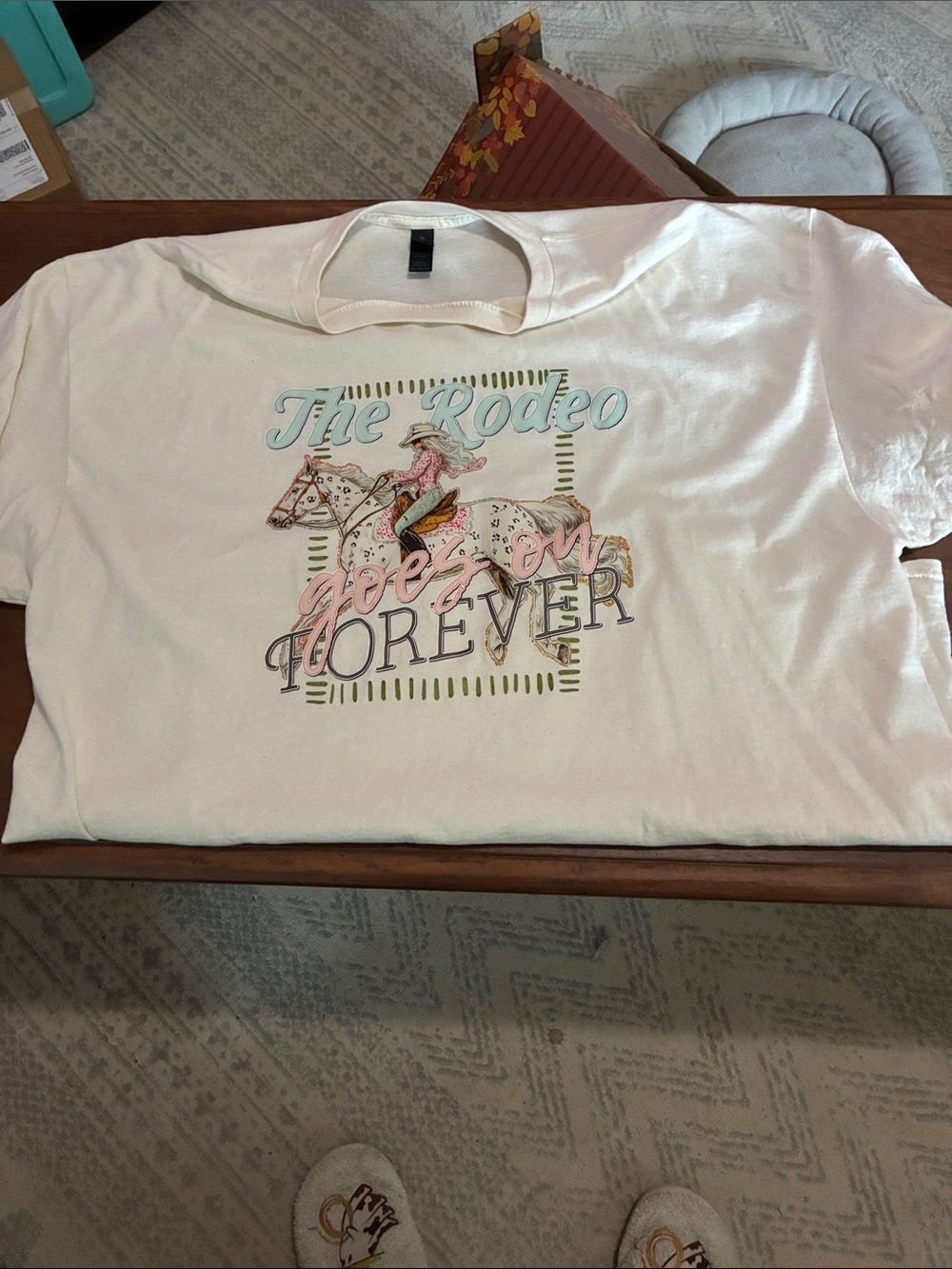 Gildan White Short Sleeve Tee with Pastel Rodeo Graphic